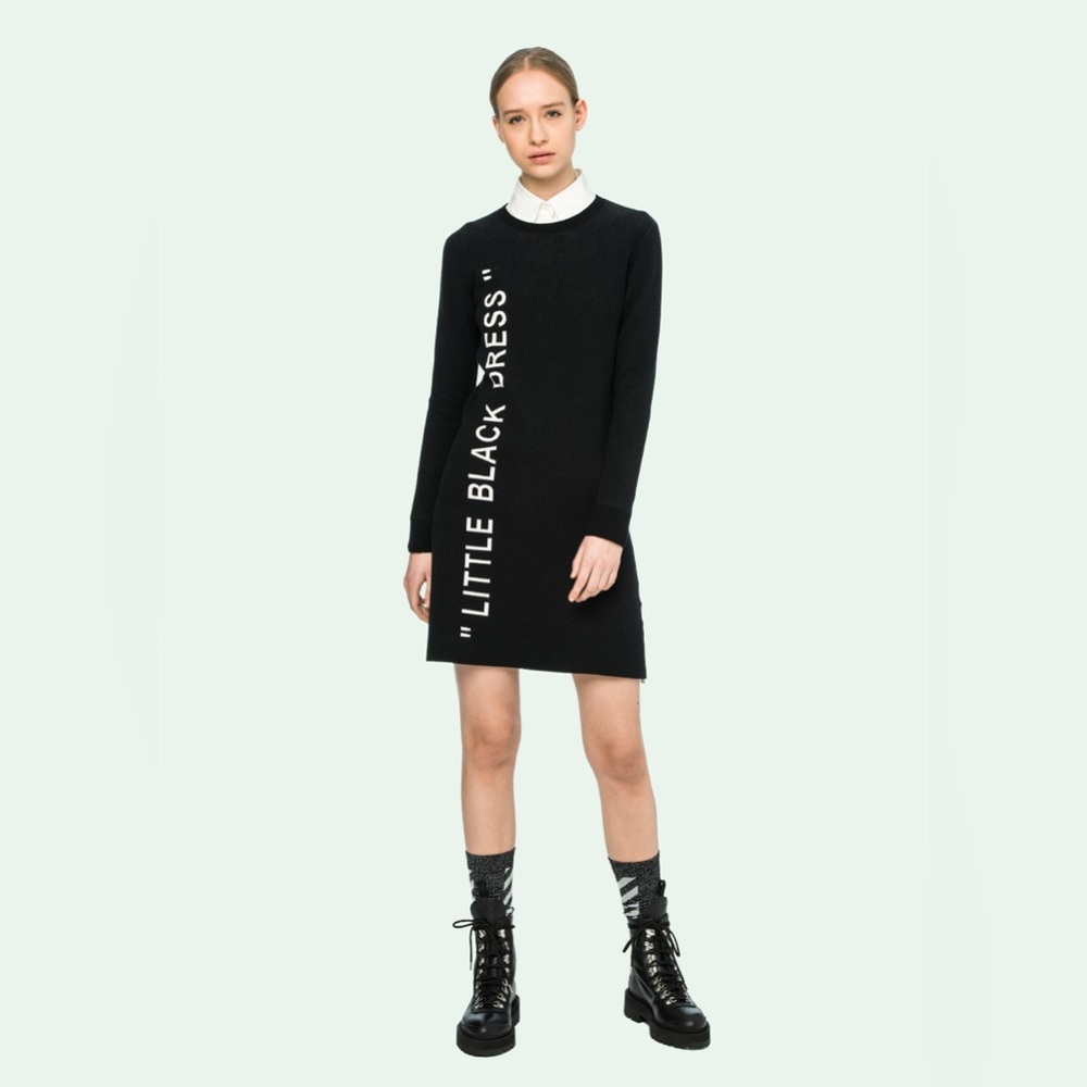 OFF-WHITE 🖤 “LITTLE BLACK DRESS” Sweater Mini Dress - Picture 7 of 16